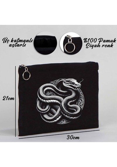 Tattoo Tablet/portföy Çanta - Astarlı 30x21 Cm Siyah - No.07 Siyah