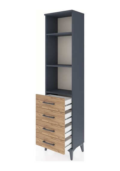 Arges Dolap 3 Raflı 4 Çekmeceli 44x30x182 Antrasit-çam Antrasit