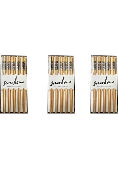 Desenli Yıkanabilir Kore Japon Çin Bambu Chopsticks Yemek Çubuğu - 24 Cm. - 5 Çiftlik 3 Paket Çok Renkli