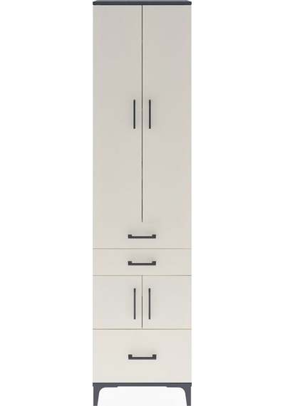 Arges Dolap 5 Raflı 3 Çekmeceli 4 Kapaklı 60x30x243 Antrasit-aytaşı Antrasit
