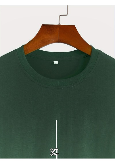 Unisex Mini Astranot Tasarım Basklı Tshirt Yeşil