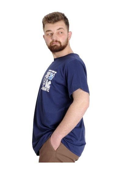 Mode Xl Büyük Beden Erkek T-Shirt Authentıc 23140 Indigo 001