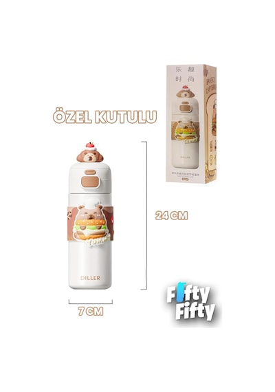 Dıller 480 Ml Tek Kapak Çift Kullanım Pipetli/pipetsiz Taşıma El Askılı Vacum Cup/çelik Termos Diğer