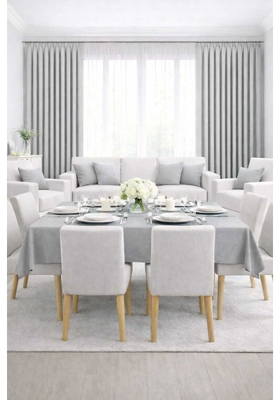Perdeyap1980 Kadife Dokulu Açık Gri Renk Ada Serisi Runner 40 X 140 Cm Açık Gri