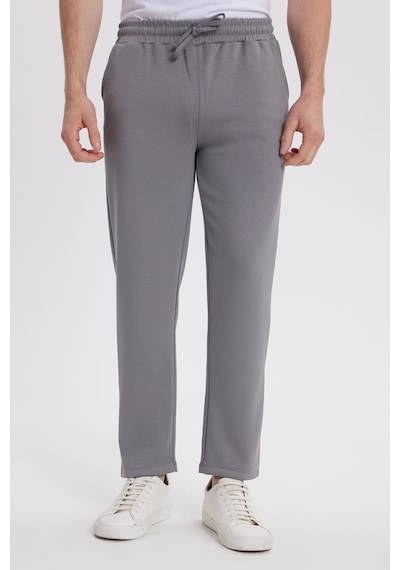 Tudors Erkek Slim Fit Dar Kesim Beli Bağcıklı 3 Cepli Geniş Paça Açık Füme Eşofman Altı-41906 Açık Füme