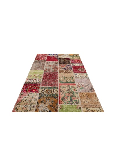 Gerçek El Dokuma Eskitme Patchwork Halı