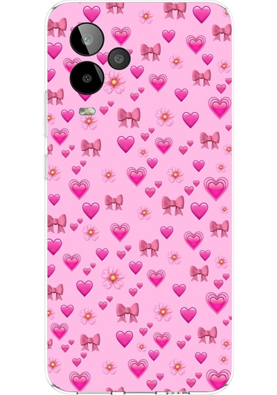 Gm 24 Pro Uyumlu Pembe Minik Kalpler Baskılı Silikon Kılıf Renkli
