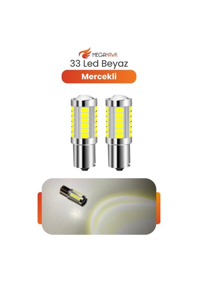 1156 P21w 33 Led Ampul Beyaz 12v Canbus Geri Vites Stop Sinyal Tek Duy 2 Adet