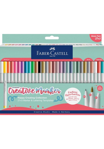 Goldfaber Creative Markör 30'lu,çok Yönlü Kullanım,su Bazlı Mürekkep,dağılmaya Dayanıklı Cok Renkli