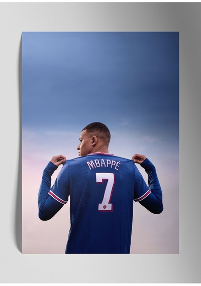 Metal Baskı Parlak Duvar Tablosu - Kylian Mbappe Psg