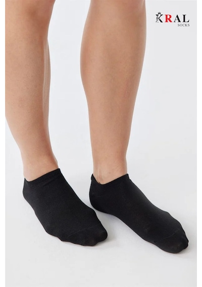 Kral Socks Kadın - Erkek Pamuklu Terletmez 10'lu - 10 Çift Yazlık Görünmez Çorap Siyah