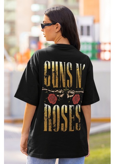 Sevbano Tasarım Guns N' Roses Rock Metal Müzik Grubu Sırt Baskılı Unisex Siyah