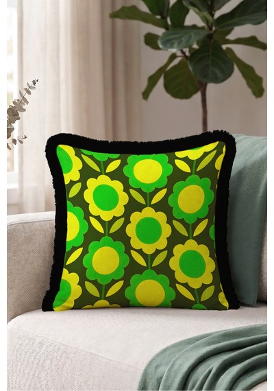 Retro Çiçek Desenli Floral Saçaklı Yastık Kılıfı-vintage Botanik Sarı Siyah Püsküllü Kırlent Kılıfı Kadim Sahil Serenat Retro Çiçek Desenli Floral Saçaklı Yastık Kılıfı-vintage Botanik Sarı Siyah Püsküllü Kırlent Kılıfı Kadim Sahil Serenat