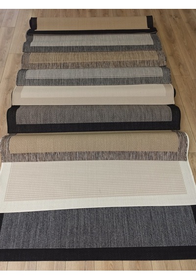 Çam Halı Sisal 9313 Gri / Beyaz Bordürlü Jüt Sisal Kilim