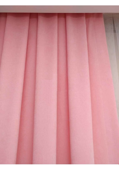 Decoperde Pembe Ada Fon Perde Pilesiz Extraforlu Düz Dikim Büzgü Pile