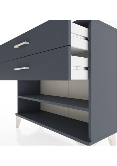 Arges Şifonyer Tek Raflı 2 Çekmeceli 88x30x80 Antrasit-antrasit Antrasit