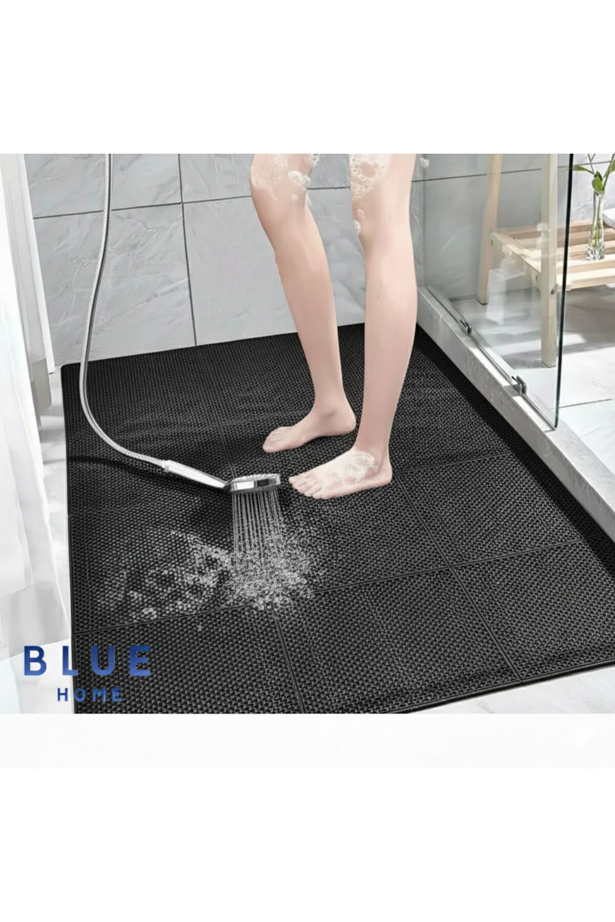 Banyo Duş Petek Mat Paspas, Kaymaz Islak Zemin Paspası -siyah- Eni: 90 Cm X 1 Mt