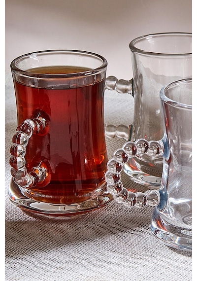 Perotti Pearl 6'lı Boncuklu Cam Çay Bardağı 180 Ml