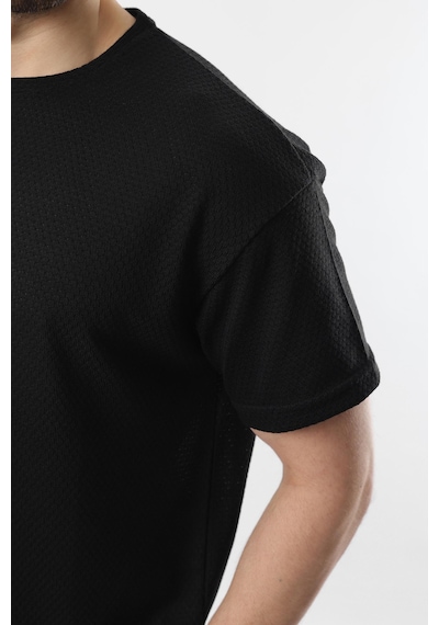 Madmext Siyah Bisiklet Yaka Erkek T-shirt E7128 Siyah