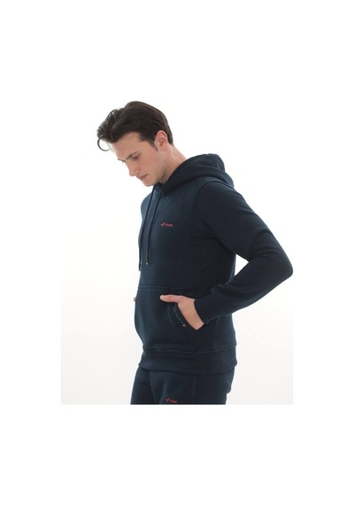 Erkek 3 İplik Kapüşonlu Sweat Üst Lacivert Bordo
