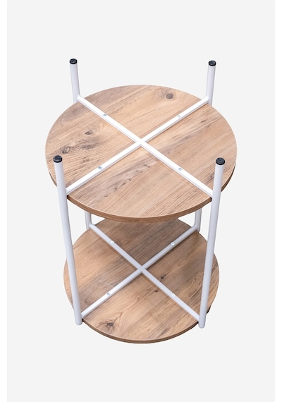 Arpelia Yuvarlak Tablalı Iki Katlı Sehpa Q42x60 Cm (Beyaz Atlantik Çam)