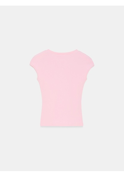 Dilvin 31887 Düğmeli Kısa Kollu Top-toz Pembe