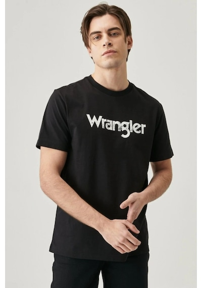 Wrangler Logo Erkek Siyah Bisiklet Yaka Tişört Siyah
