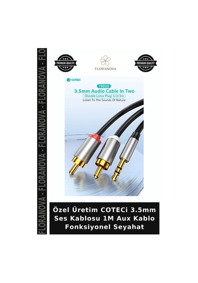 Özel Üretim Coteci 3.5mm Ses Kablosu 1m Aux Kablo Fonksiyonel Seyahat