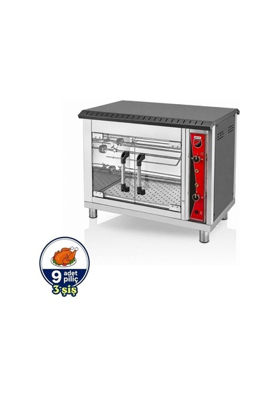 Silverinox Tüplü Set Üstü Piliç Çevirme 3 Şiş 9 Piliç