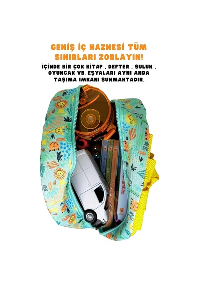Universal Smiley Baby Lisanslı Sevimli Hayvanlar Desenli Tek Bölmeli Anaokul-kreş İçin Polyester Bebek Sırt Çantası -çok Renkli