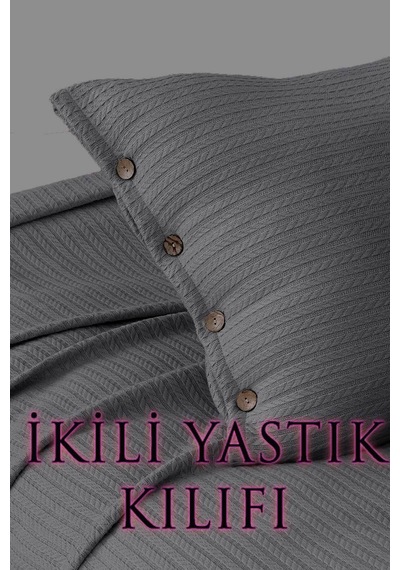 Örgü Desen Yastık Kılıfı 2 Adet Antrasit