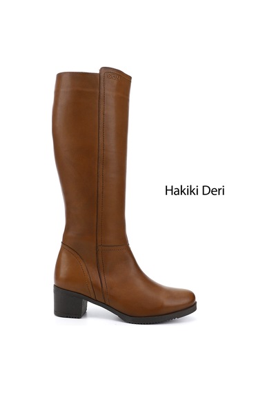 Gönderi(R) Gönderi R Kadın Taba Antik Fermuarlı Kalın Topuklu Hakiki Deri Çizme Gkzc13444567 Taba