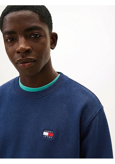 Tjm Reg Badge Crew Ext Erkek Mavi Sweatshirt - Dm0dm22665 Mavi