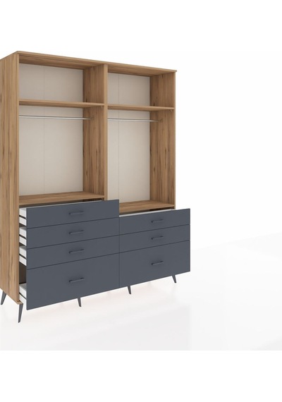Hyperion Gardrop 4 Raflı 7 Çekmeceli 2 Askılı 176x44x221 Çam-çam/antrasit Çam/antrasit Hyperion Gardrop 4 Raflı 7 Çekmeceli 2 Askılı 176x44x221 Çam-çam/antrasit Çam/antrasit