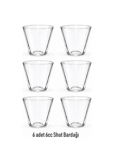 Shot Bardağı Seti 6 Adet, 6cc Şeffaf Cam, 6'lı Set