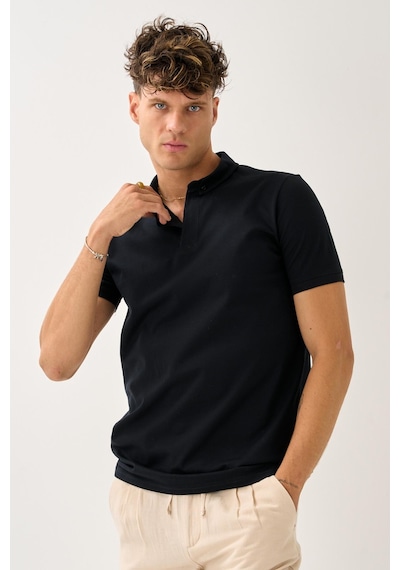 Alexander Gardi Erkek Comfort Fit Polo T-shirt Siyah