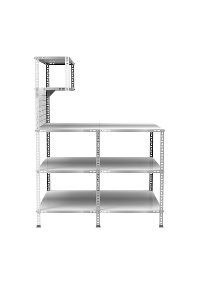 3 Katlı Duble Paketleme Masası 118x93 Cm - 2 Raflı Tel Kafesli , Atölye, Depo, Hobi Çalışma Masası Gri