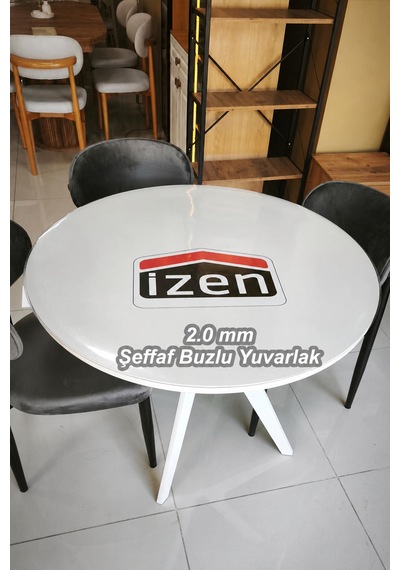 İzen 2,0 Mm Yuvarlak Renksiz Buzlu Şeffaf Pvc Masa Örtüsü Cam, Lake, Mermerde Yapışma İzi Yapmaz