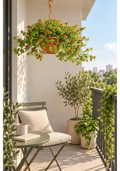 Makrome Buz Çiçeği Aptenia - Askılı Balkon-teras Çiçeği
