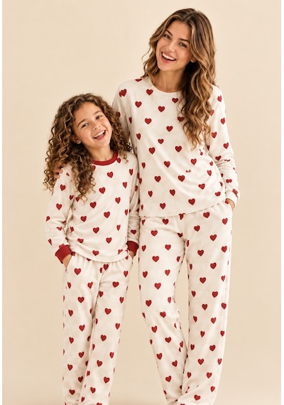 Moda Kombinli A Kalite Süet Kırmızı Kalpli Beyaz Pijama Takımı Beyaz Ve Kırmızı Moda Kombinli A Kalite Süet Kırmızı Kalpli Beyaz Pijama Takımı Beyaz Ve Kırmızı