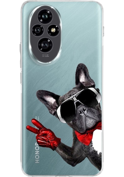 Huawei Honor 200 İle Uyumlu Köpek 2 Baskılı Kamera Korumalı Şeffaf Kılıf Şeffaf