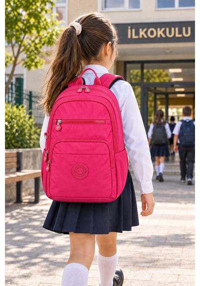 Pembe İlkokul Okul Çantası Çocuk Sırt Çantası Spor Ve Günlük Kullanım 40 X 30 X 15 Cm Çok Renkli