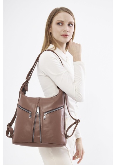 Derinss Leather Derinss Dkb501 Hakiki Deri Kadın Kahverengi Sırt Ve Omuz Çantası 001