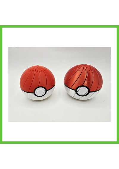 Bezos 3d Baskı Pokebal - Segmentli Pokeball Dekoratif Küre-kırmızı Dmc