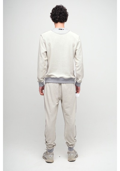 Beord Ham-gri %100 Pamuk Bisiklet Yaka Sweatshirt Bss1-142