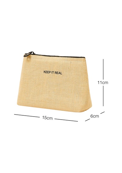 Ocean Home Textile Termal Astarlı Jüt Keten Makyaj Çantası 15 X 11 X 6 Cm