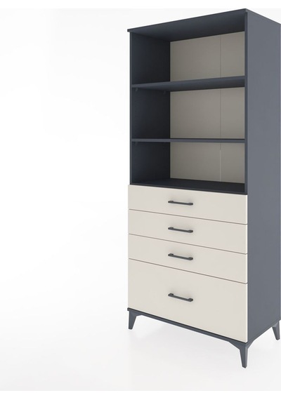 Hyperion Dolap 3 Raflı 4 Çekmeceli 88x44x195 Antrasit-aytaşı Antrasit