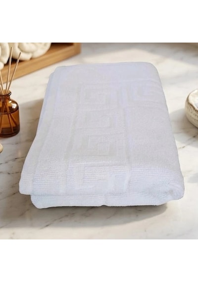Bicomi %100 Pamuklu İkili Ayak Havlusu Seti Duş Sonrası Ultra Emici Banyo Paspası 50x70 Cm Beyaz