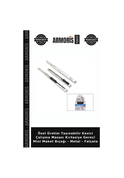 Özel Üretim Taşınabilir Kesici Çalışma Masası Kırtasiye Gereci Mini Maket Bıçağı - Metal - Falçata