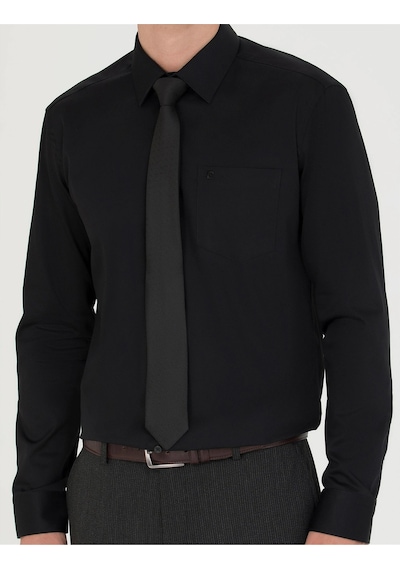 Pierre Cardin Regular Fit Uzun Kollu Basic Gömlek Siyah
